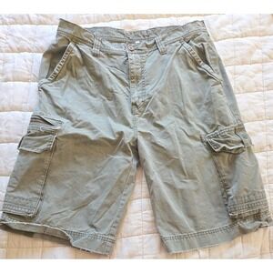 BKE Cargo Shorts Mens 36 Olive Green Metal Buckle Paratrooper Y2K Skater Heavy